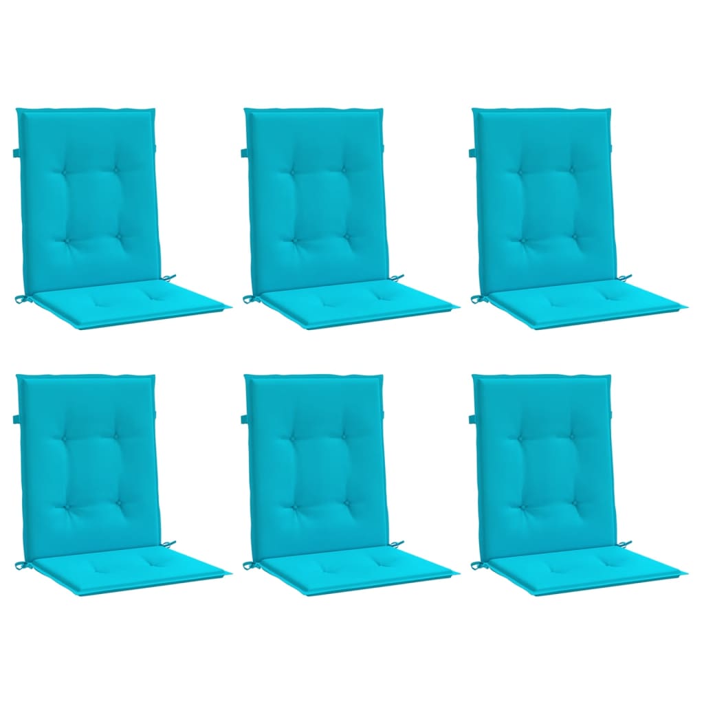 Low back chair cushions 6 pcs turquoise fabric