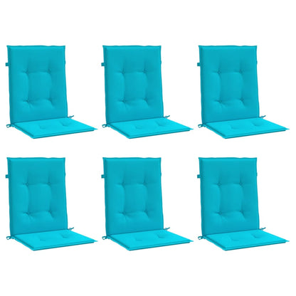 Low back chair cushions 6 pcs turquoise fabric