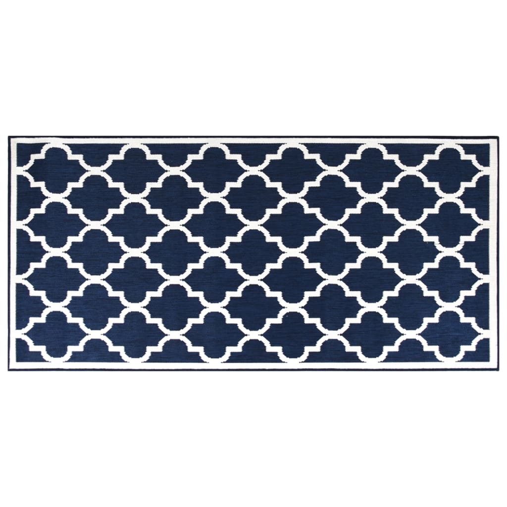 Navy blue and white reversible outdoor rug 80x150 cm