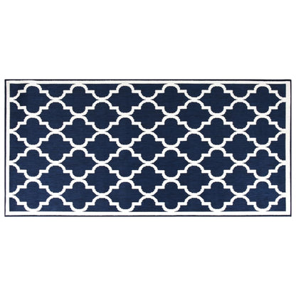 Navy blue and white reversible outdoor rug 80x150 cm