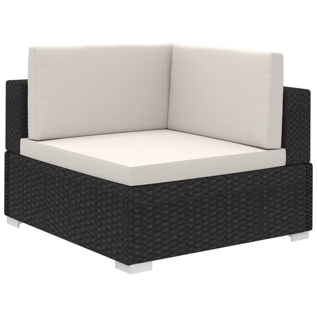 Set muebles de jardín y cojines 12 pzas ratán sintético marrón