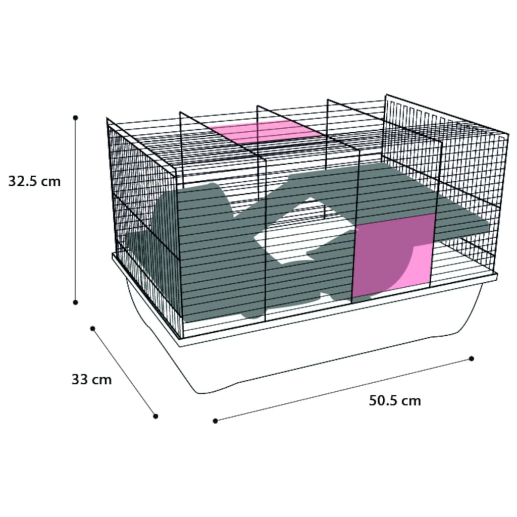 FLAMINGO Hamster cage Jaro 2 black and blue 50.5x33x32.5 cm