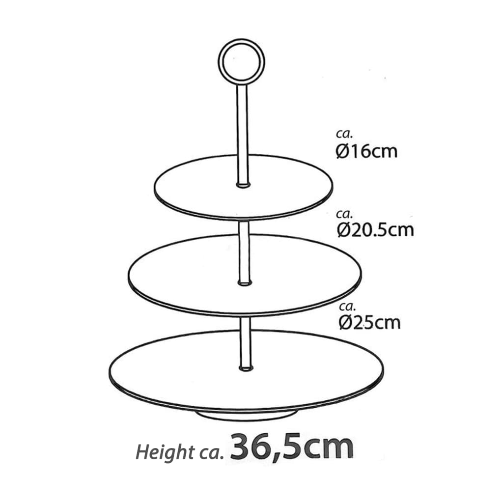 Excellent Houseware Bandeja para servir 3 niveles acero inox 36, 5cm