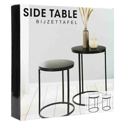 H&amp;S Collection Side tables 2 pcs black wood top