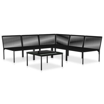 6-piece garden furniture set with black PVC cushions