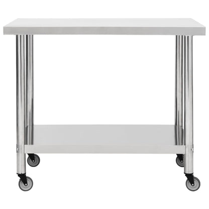 Mesa de trabajo para cocina con ruedas acero inox varias medidas