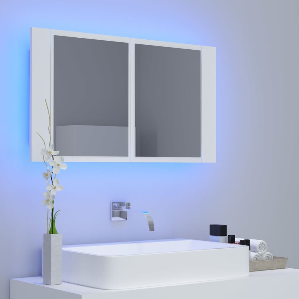 Armario espejo de baño con luz LED acrílico 80x12x45 cm