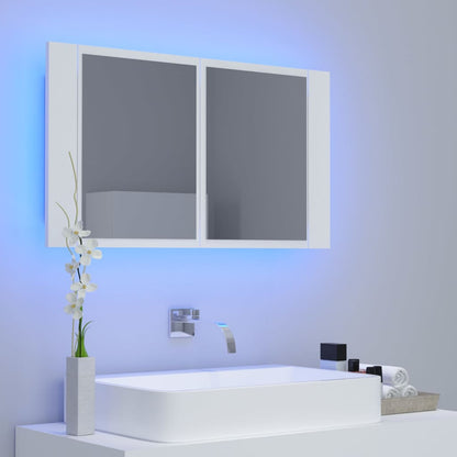 Armario espejo de baño con luz LED acrílico 80x12x45 cm