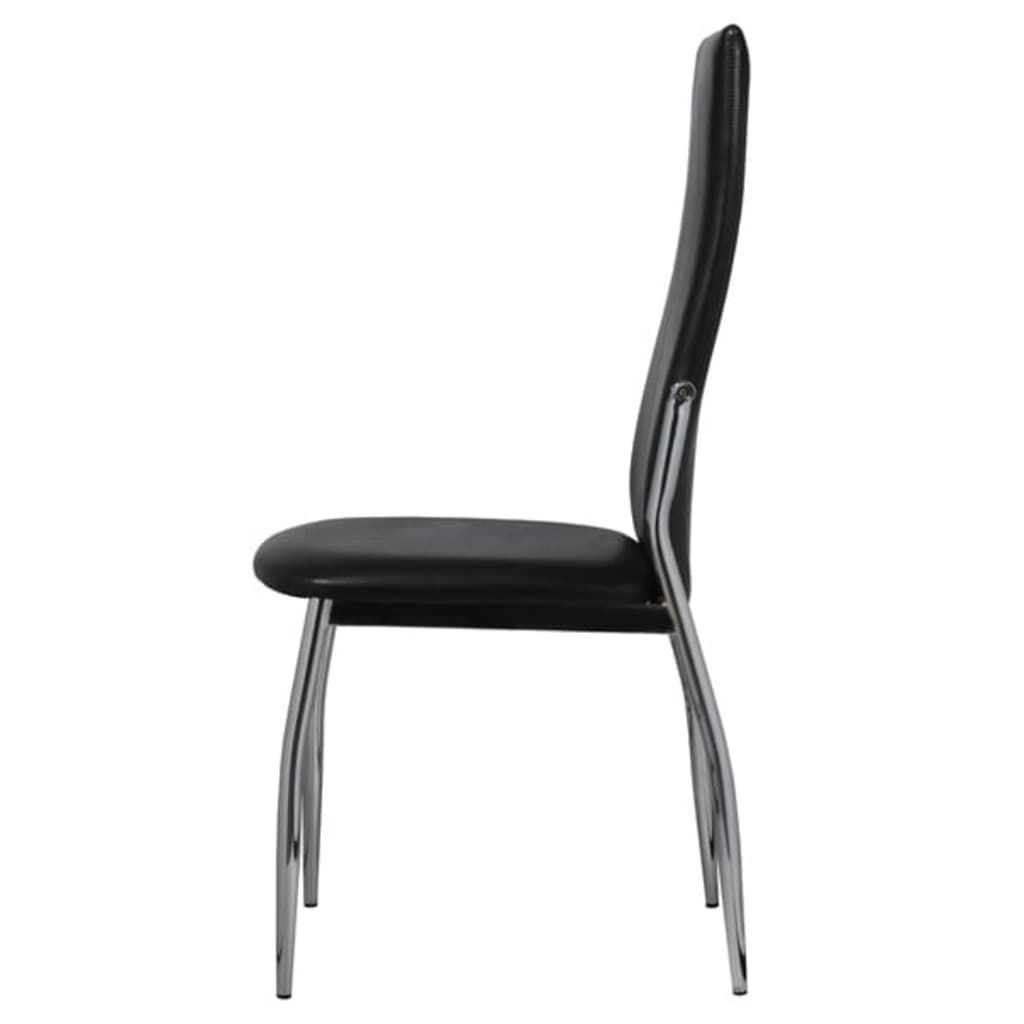 Dining room chairs 6 units black synthetic leather