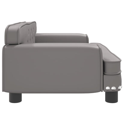 Grey Faux Leather Dog Bed 70x45x30cm