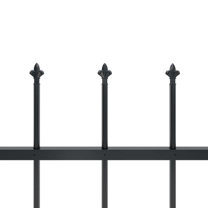 Garden fence with spearheads black steel 8.5x1.5 m