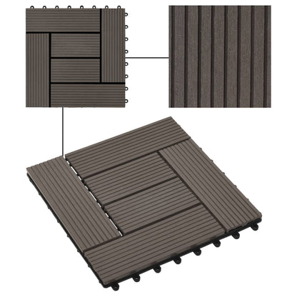 WPC porch tiles 30x30 cm 2 m² dark brown 22 pieces