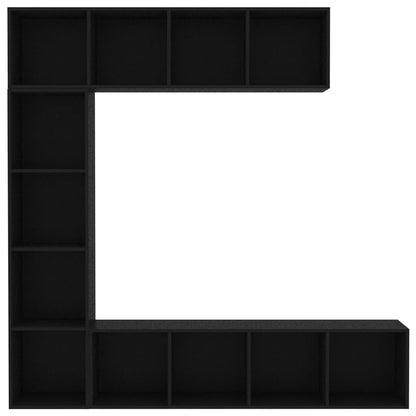 3-piece TV cabinet and bookcase black 180x30x180 cm