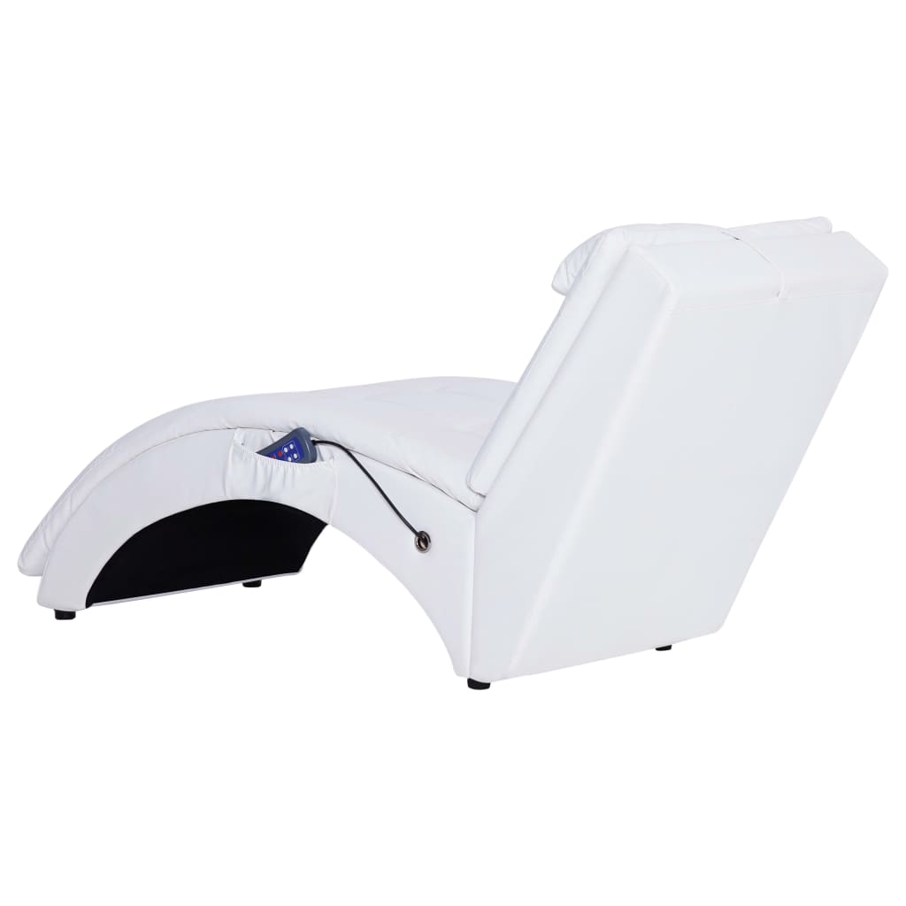 Massage couch with white faux leather pillow