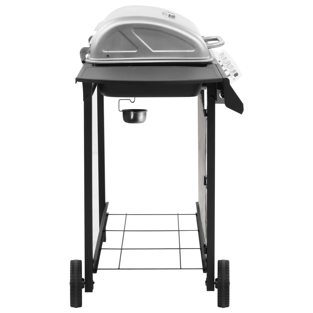 4 burner gas barbecue black and silver