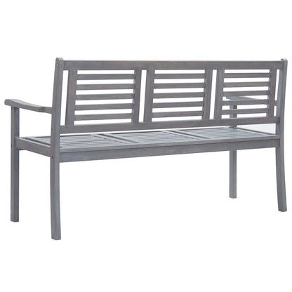 3-seater garden bench in grey eucalyptus wood and 150 cm cushion