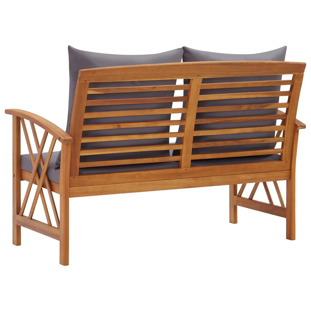 Garden bench with cushions 119 cm solid acacia wood