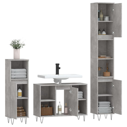 Bathroom furniture set 2 pieces concrete grey plywood