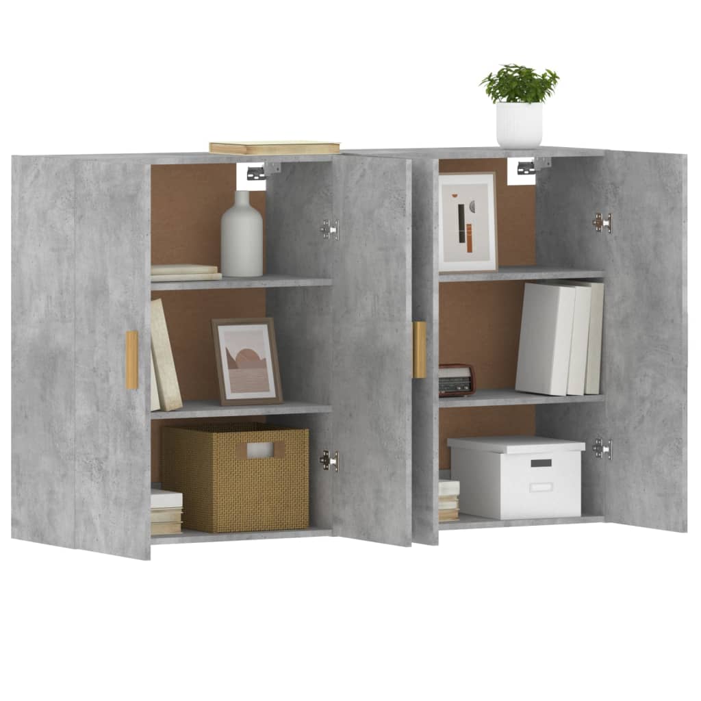 Wall cabinets 2 pcs engineered wood concrete grey