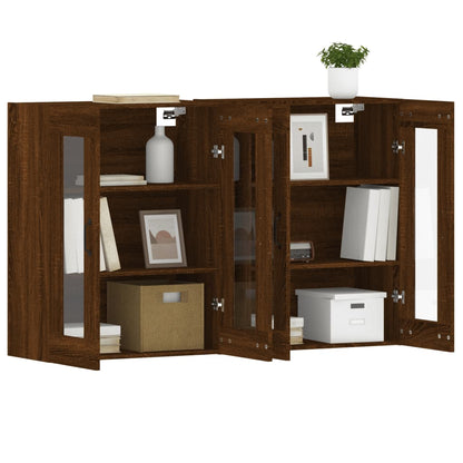 Wall cabinets 2 pcs engineered wood oak brown