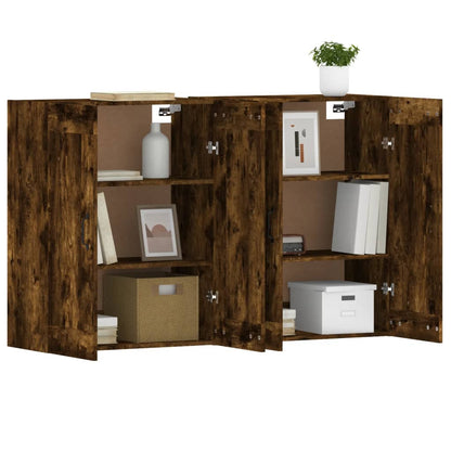 Wall cabinets 2 pcs smoked oak engineered wood