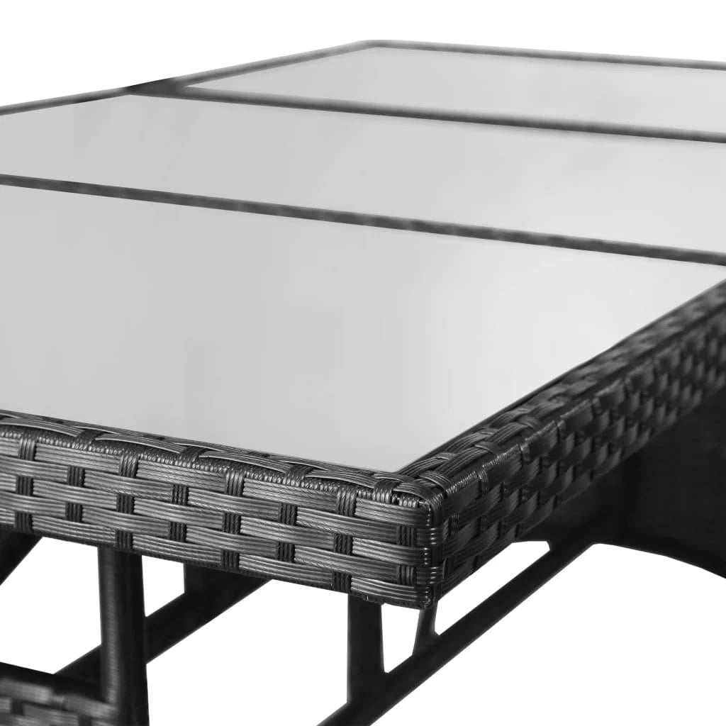 Black synthetic rattan garden table 170x80x74 cm