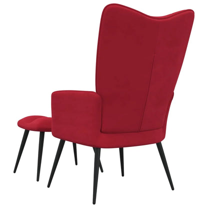 Silla de relajación con reposapiés terciopelo rojo tinto