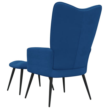 Sillón relajante con reposapiés terciopelo azul