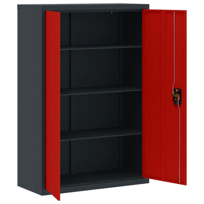 Anthracite grey and red steel filing cabinet 90x40x140 cm