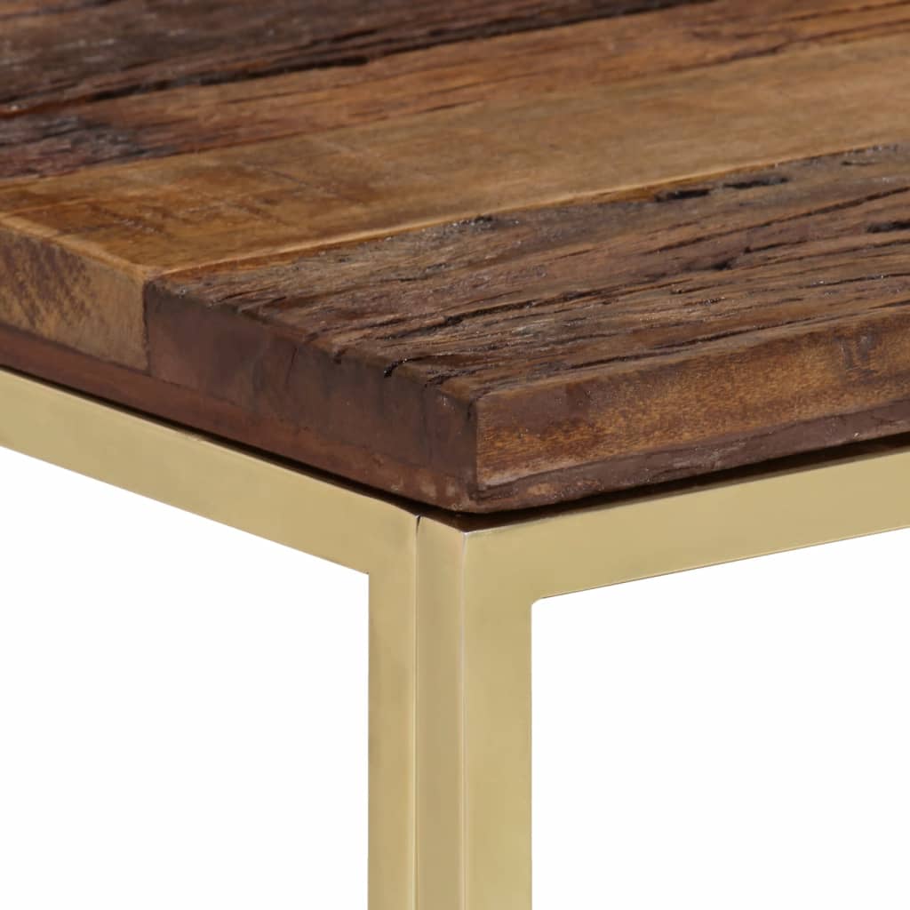 Mesa consola acero inoxidable madera maciza traviesa dorado