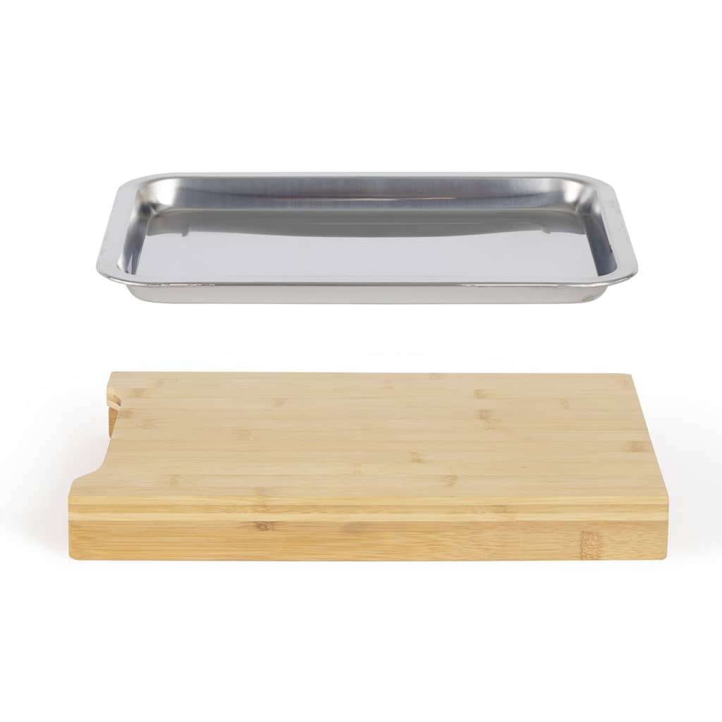 Livoo Chopping Board with Storage Drawer Beige Wood