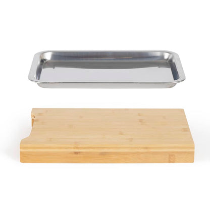 Livoo Chopping Board with Storage Drawer Beige Wood