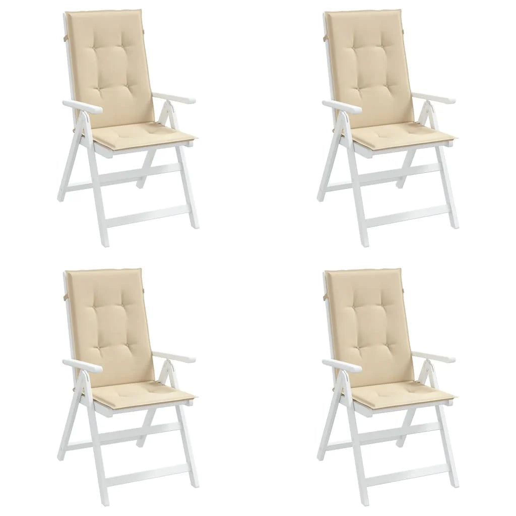 Garden chair cushion high backrest 2 pcs beige fabric 120x50x3cm