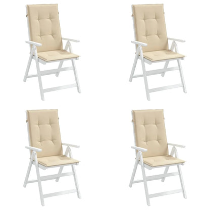 Garden chair cushion high backrest 2 pcs beige fabric 120x50x3cm