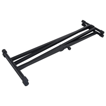 Set de soporte para teclado con doble refuerzo y taburete negro