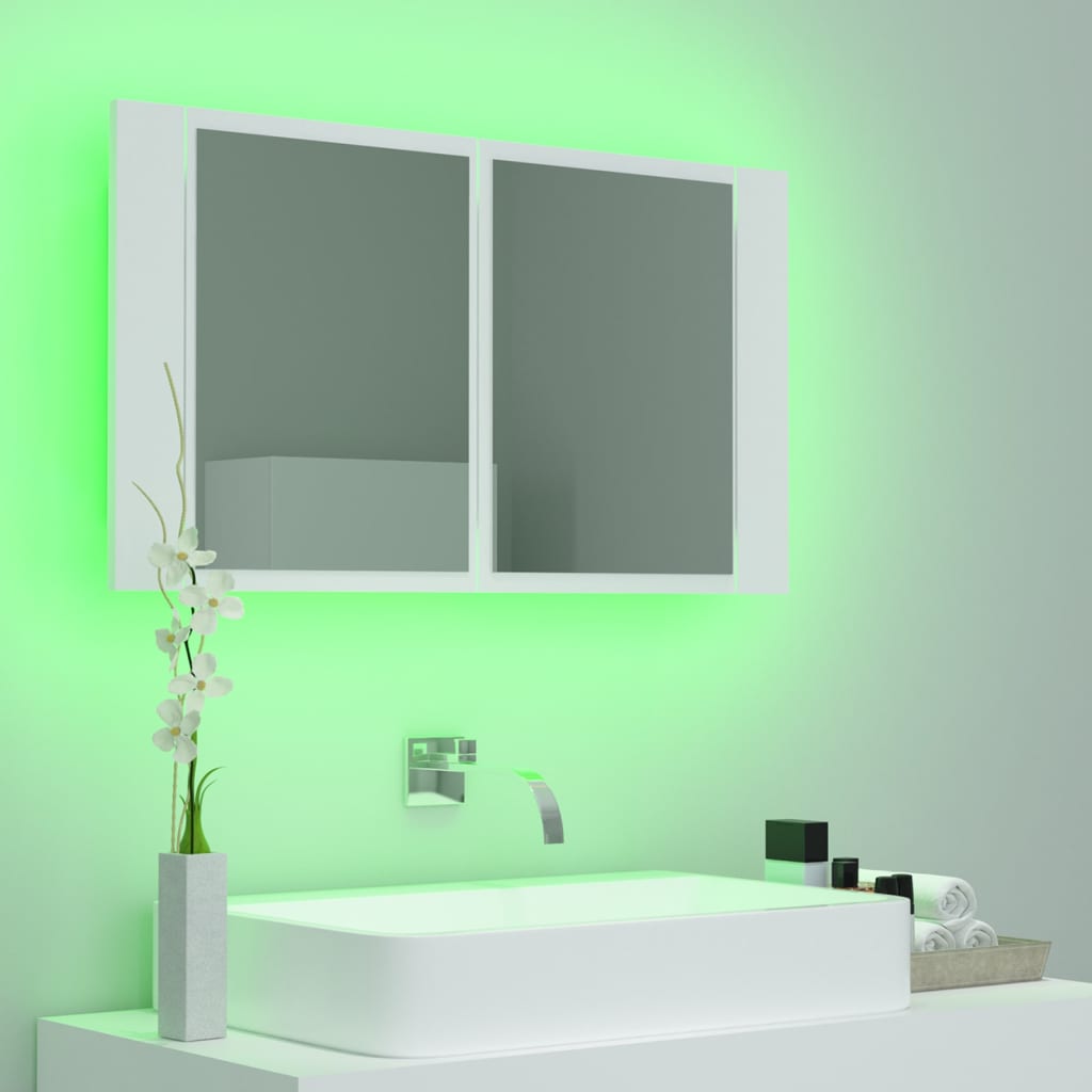 Armario espejo de baño con luz LED acrílico 80x12x45 cm