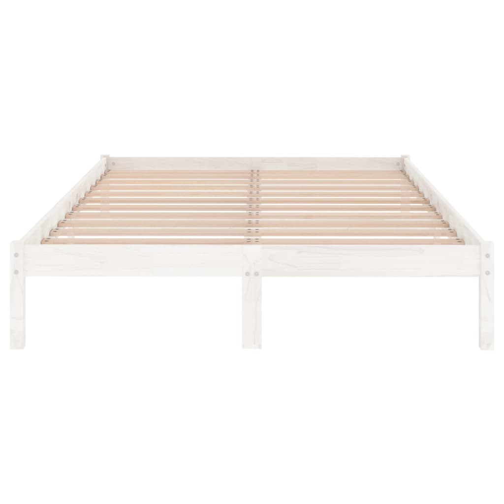 vidaXL Estructura de cama doble pequeña madera maciza blanca