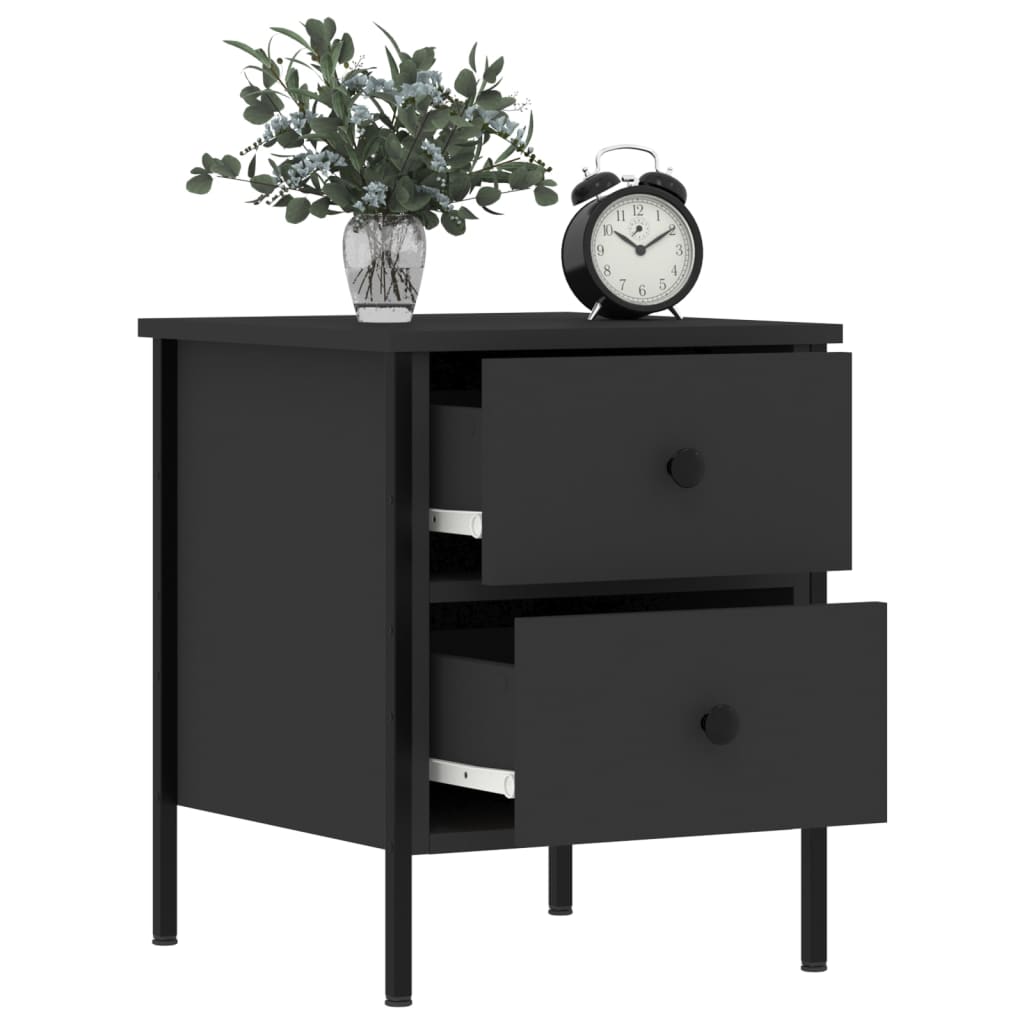 Bedside tables 2 pcs engineered wood black 40x42x50 cm