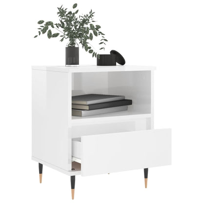 Bedside table, gloss white plywood, 40x35x50 cm