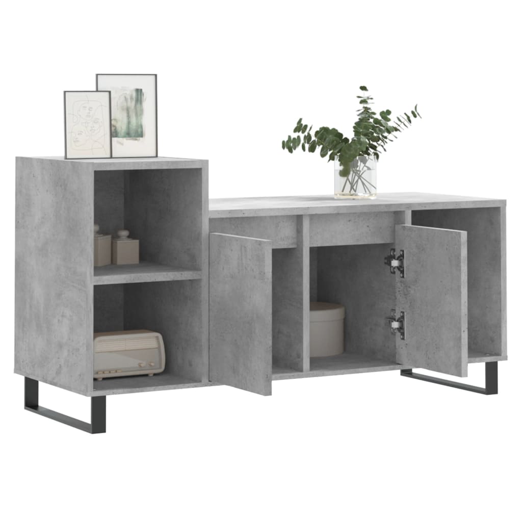 Concrete grey plywood TV cabinet 100x35x55 cm