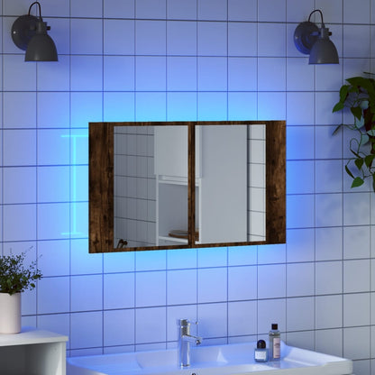 Armario espejo de baño con luz LED acrílico 80x12x45 cm