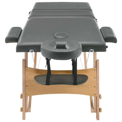 3-zone massage table with anthracite wood frame 186x68 cm