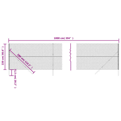 Anthracite grey wire fence 2.2x10 m