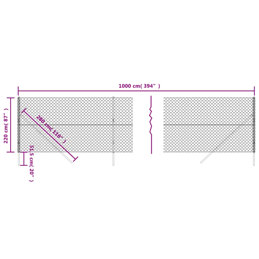 Silver wire fence 2.2x10 m