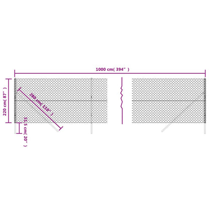 Silver wire fence 2.2x10 m