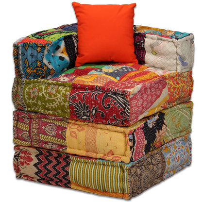 Modular 4-seater pouf in patchwork fabric