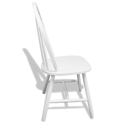 Dining chairs 6 units white solid rubber wood