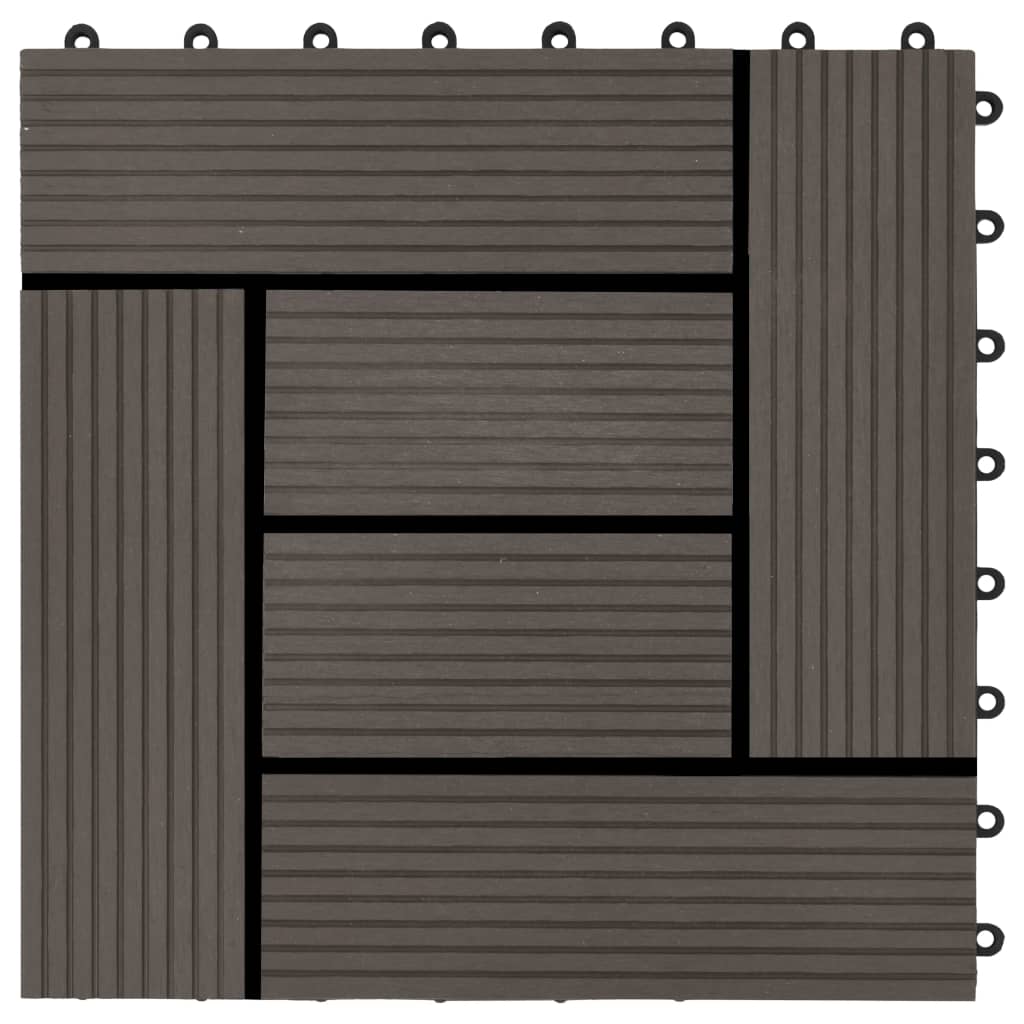 WPC porch tiles 30x30 cm 2 m² dark brown 22 pieces