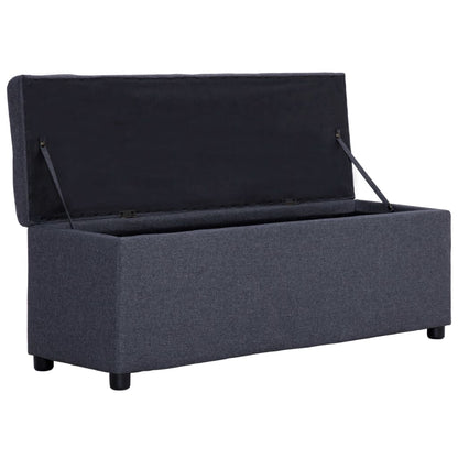 Bench with storage space 116 cm dark grey polyester