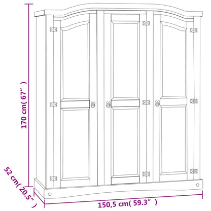 Armario madera de pino Mexicano estilo Corona 3 Puertas